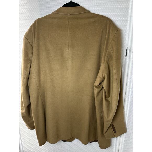FENZIA 100% PURE CASHMERE Men's Sport coat Blazer 3 Button Camel 48L Jacket - Picture 15 of 16